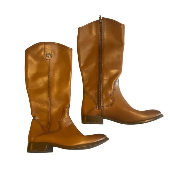 NEW Frye Marissa Medallion Tall Leather Riding Boots in Cognac Sz. 6.5 - Picture 1 of 4